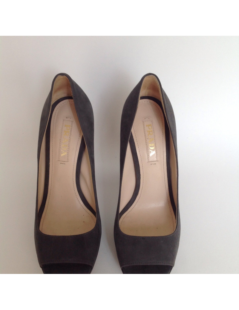 escarpins PRADA  t 37 daim gris