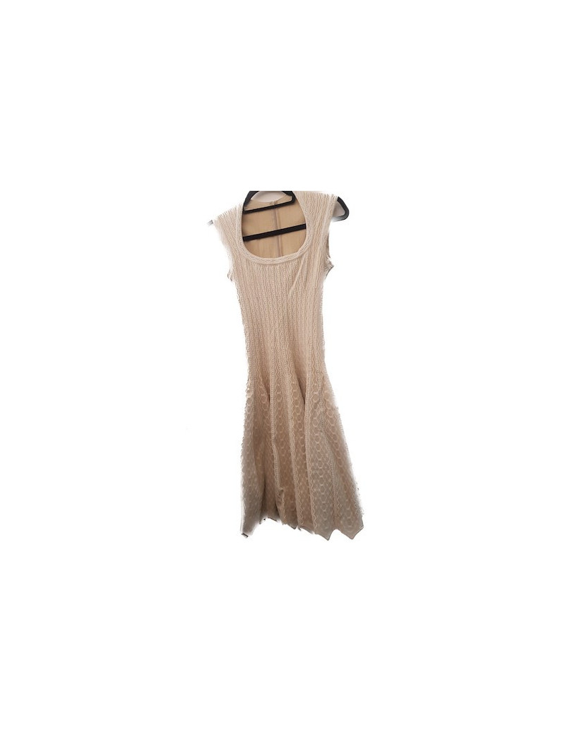 Robe ALAIA T36 beige et blanc sans manche