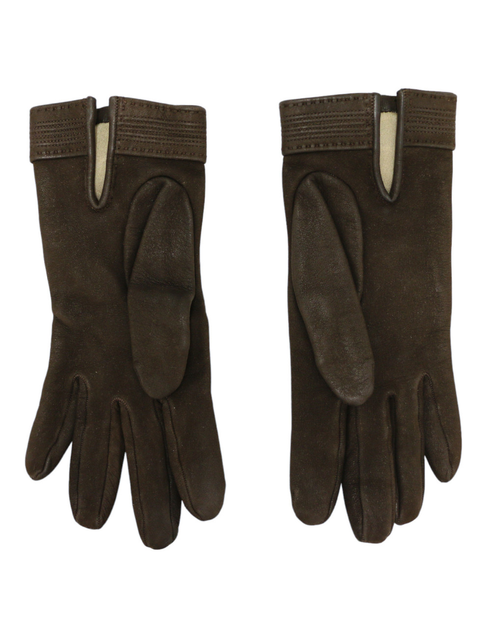 Gants HERMES daim marron bijoux dorés