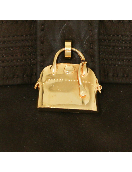 Gants HERMES daim marron bijoux dorés