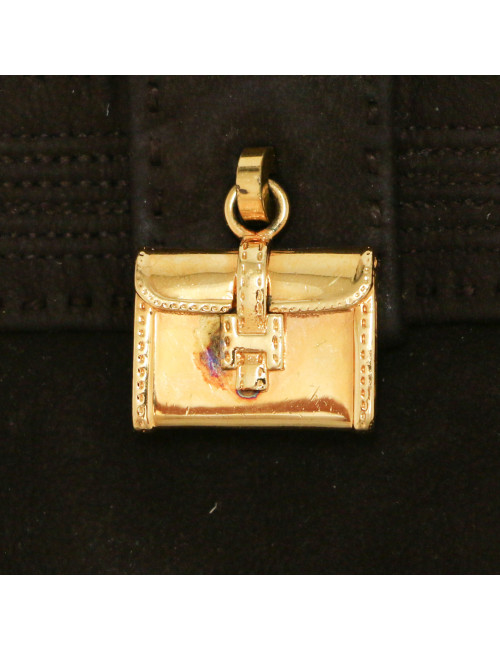 Gants HERMES daim marron bijoux dorés