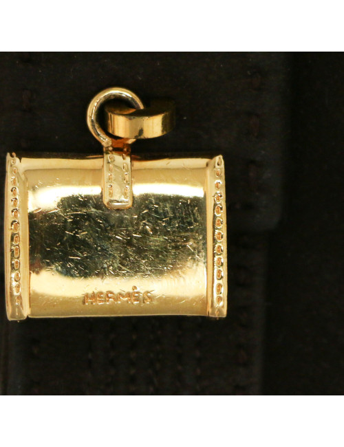 Gants HERMES daim marron bijoux dorés