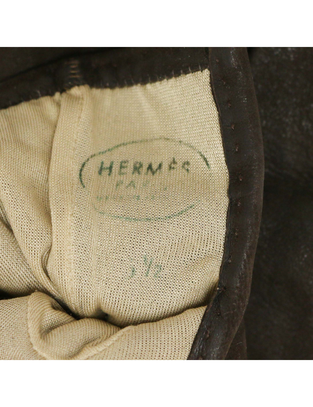 Gants HERMES daim marron bijoux dorés