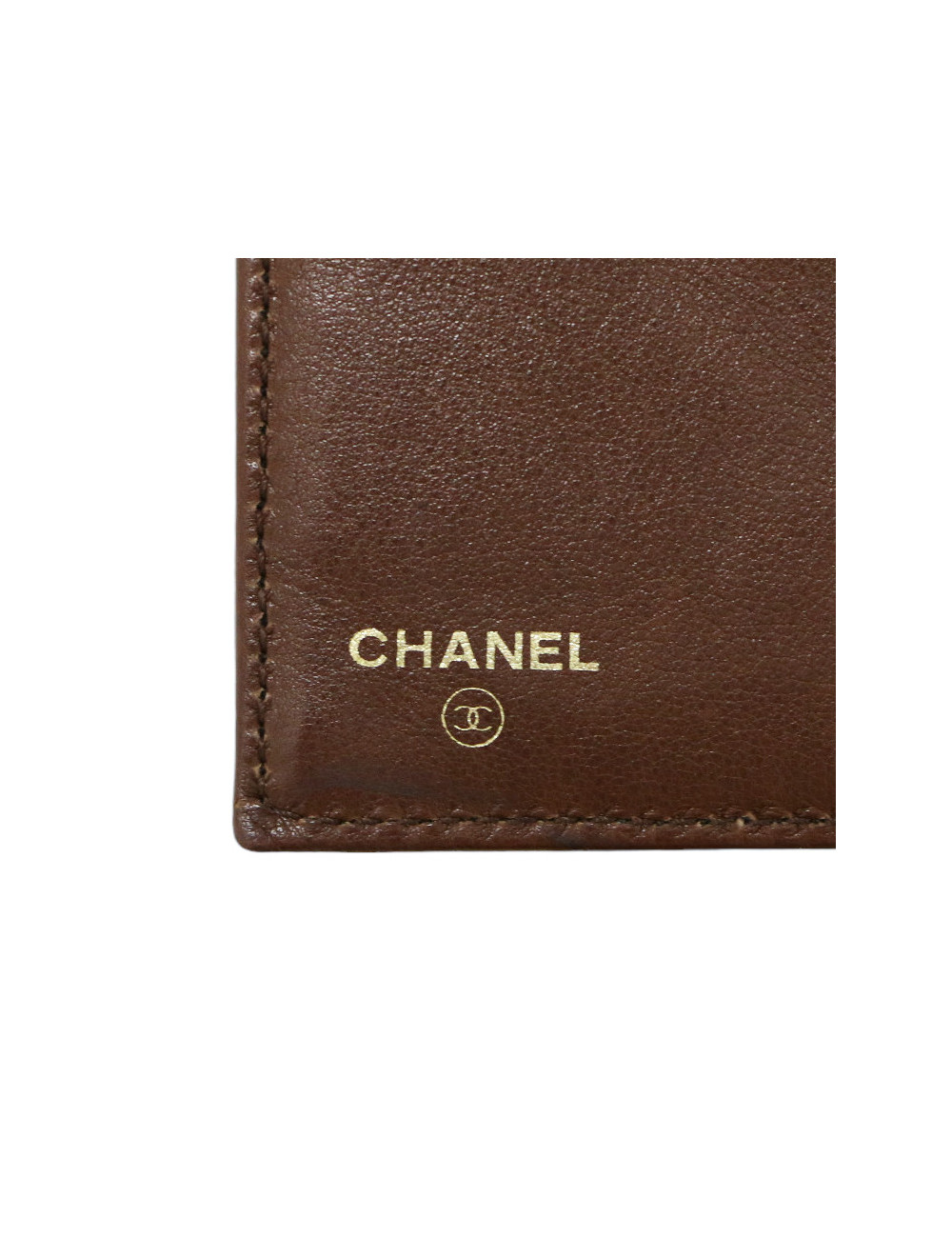 CHANEL brown grained leather wallet