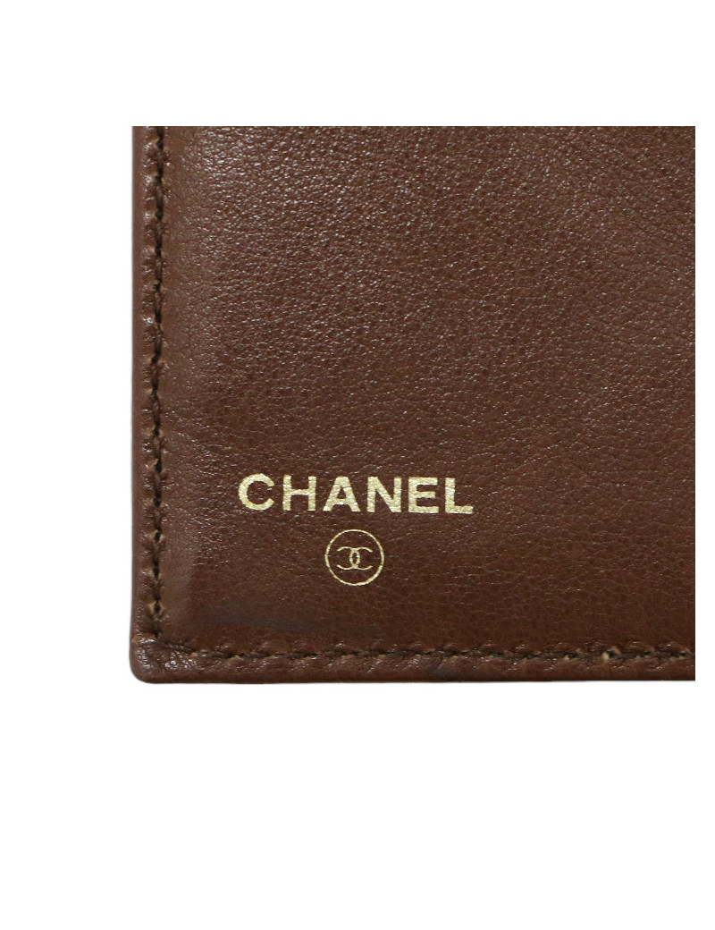 Porte cartes CHANEL cuir grainé marron