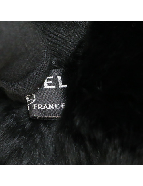 Mitaines CHANEL T 7 doublure lapin noir