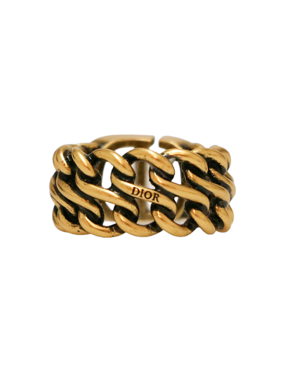 CHRISTIAN DIOR 30 Montaigne antique gold braided ring