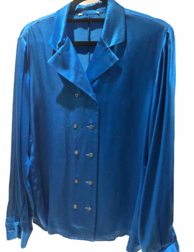 Blouse soie bleue