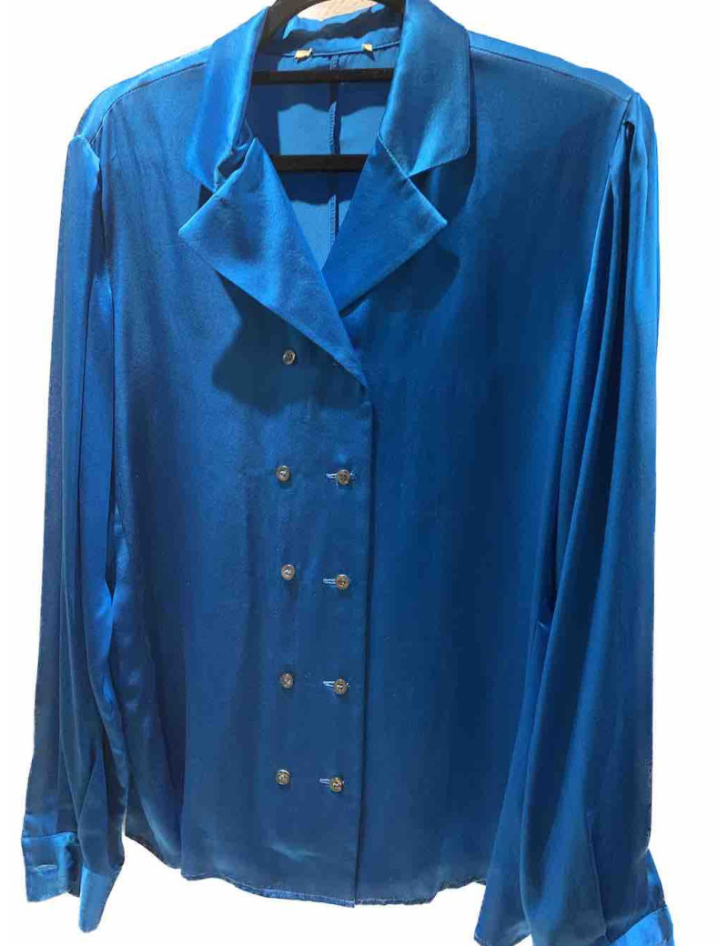 Blouse soie bleue