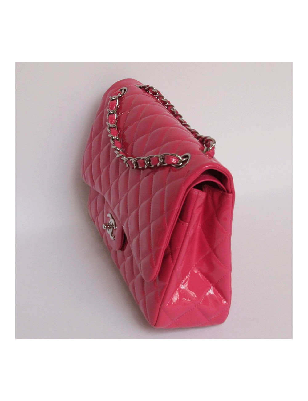 sac Jumbo CHANEL en cuir verni rose