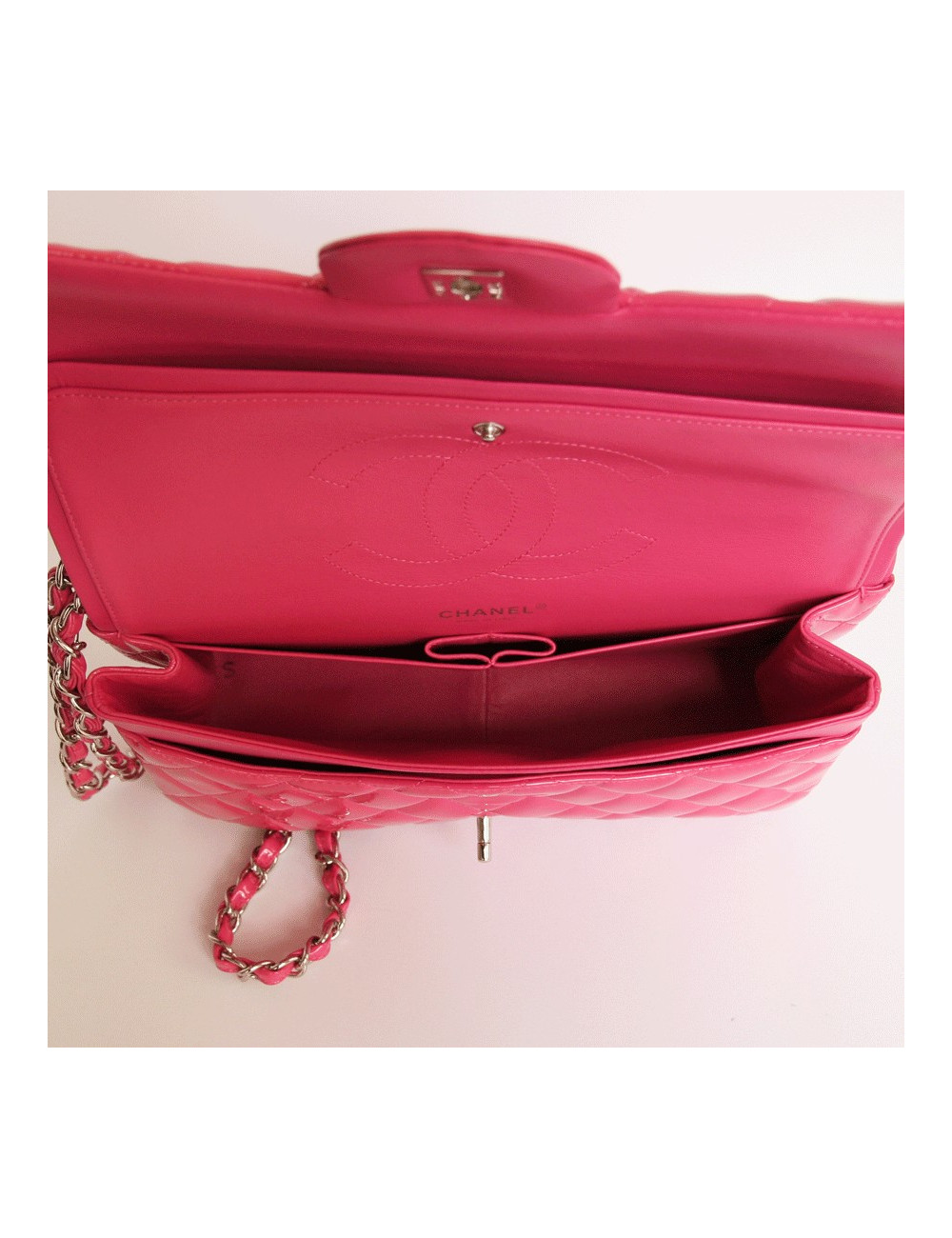 sac Jumbo CHANEL en cuir verni rose