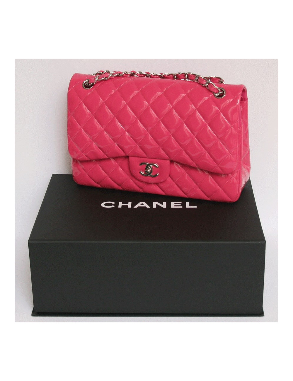 sac Jumbo CHANEL en cuir verni rose