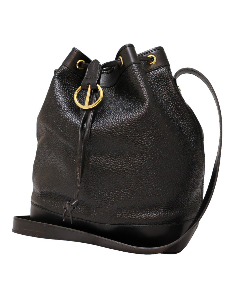 Sac seau CHRISTIAN DIOR cuir grainé noir