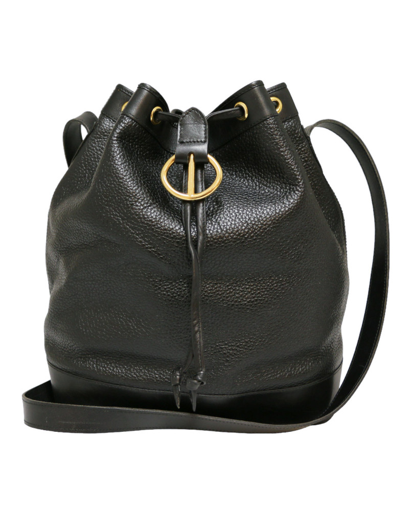 Sac seau CHRISTIAN DIOR cuir grainé noir