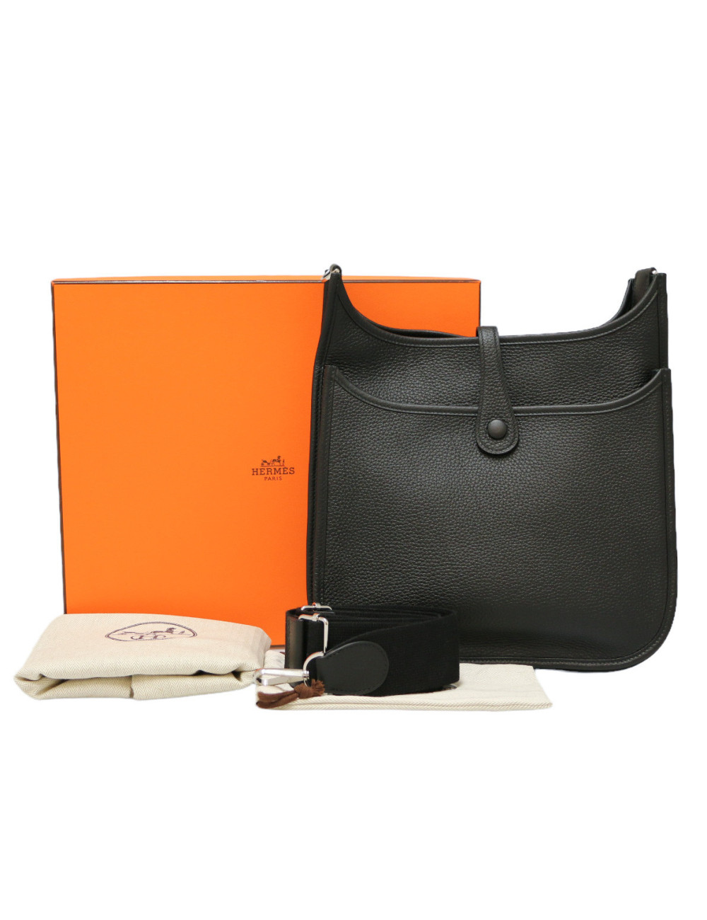 HERMES Evelyne bag black Togo leather