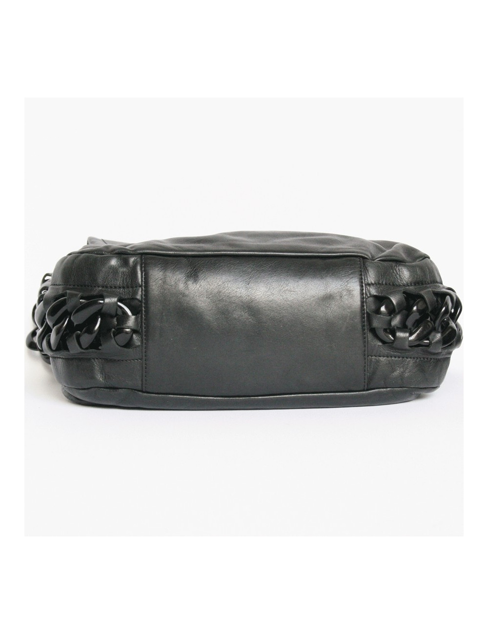 sac CHANEL cuir lisse et  bordures en vernis