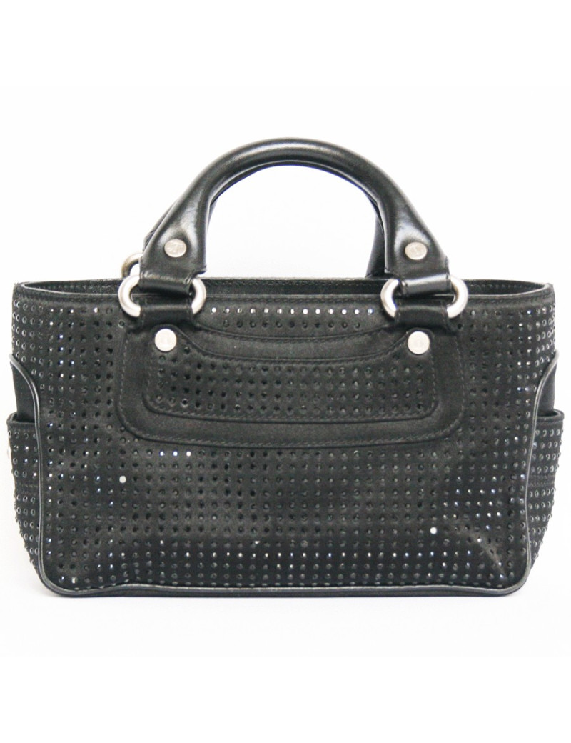 Petit sac du soir CELINE en soie noire et strass