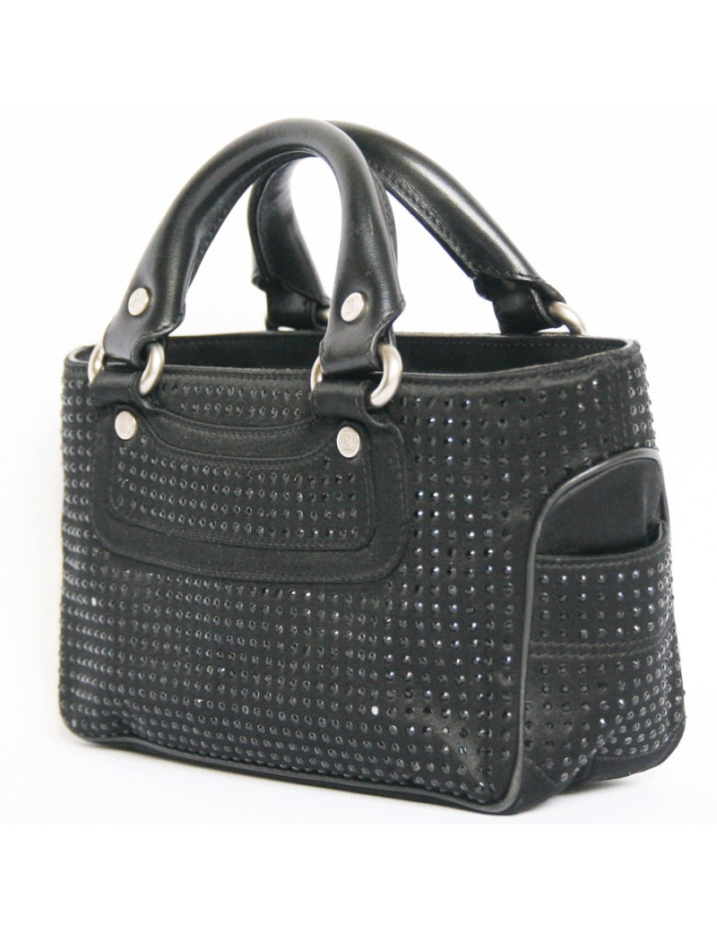 Petit sac du soir CELINE en soie noire et strass