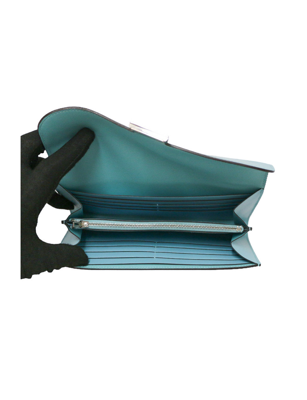 Portefeuille Constance long HERMES Swift boucle lezard