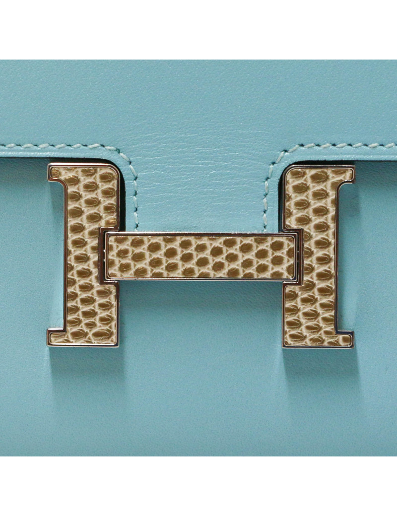 Portefeuille Constance long HERMES Swift boucle lezard