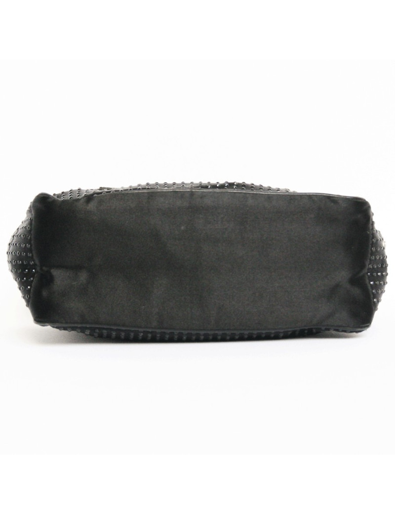 Petit sac du soir CELINE en soie noire et strass
