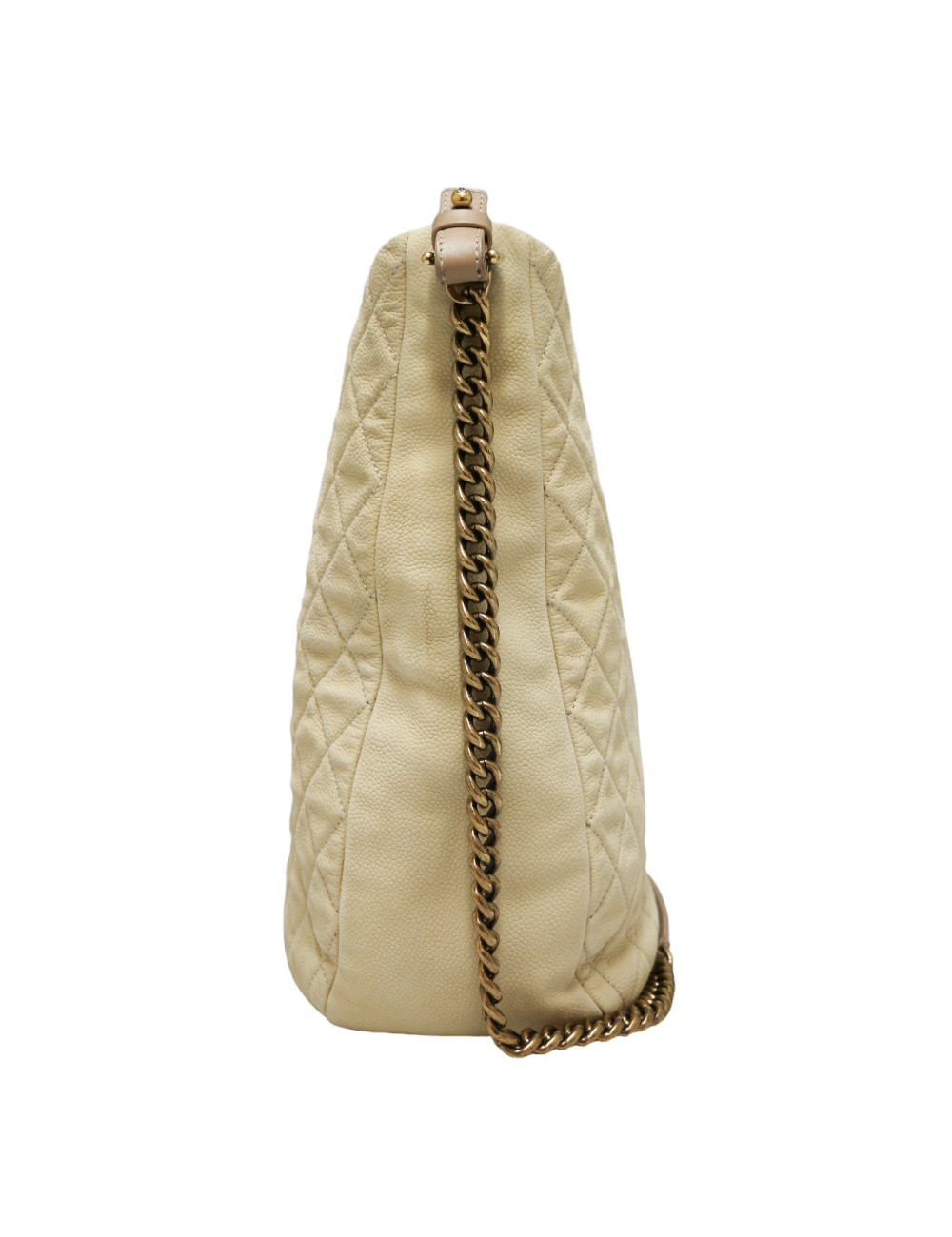 CHANEL beige caviar leather tote bag