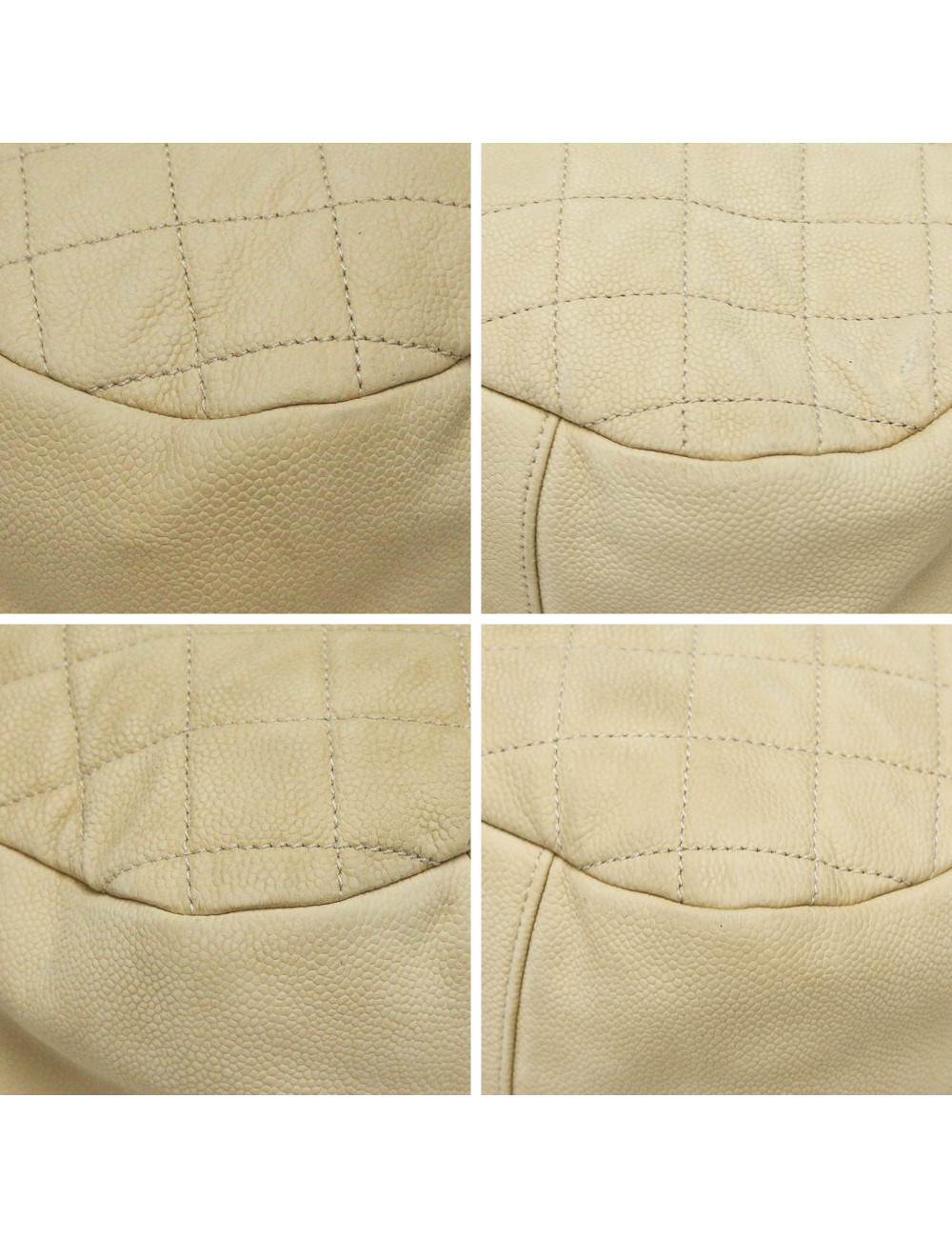 CHANEL beige caviar leather tote bag