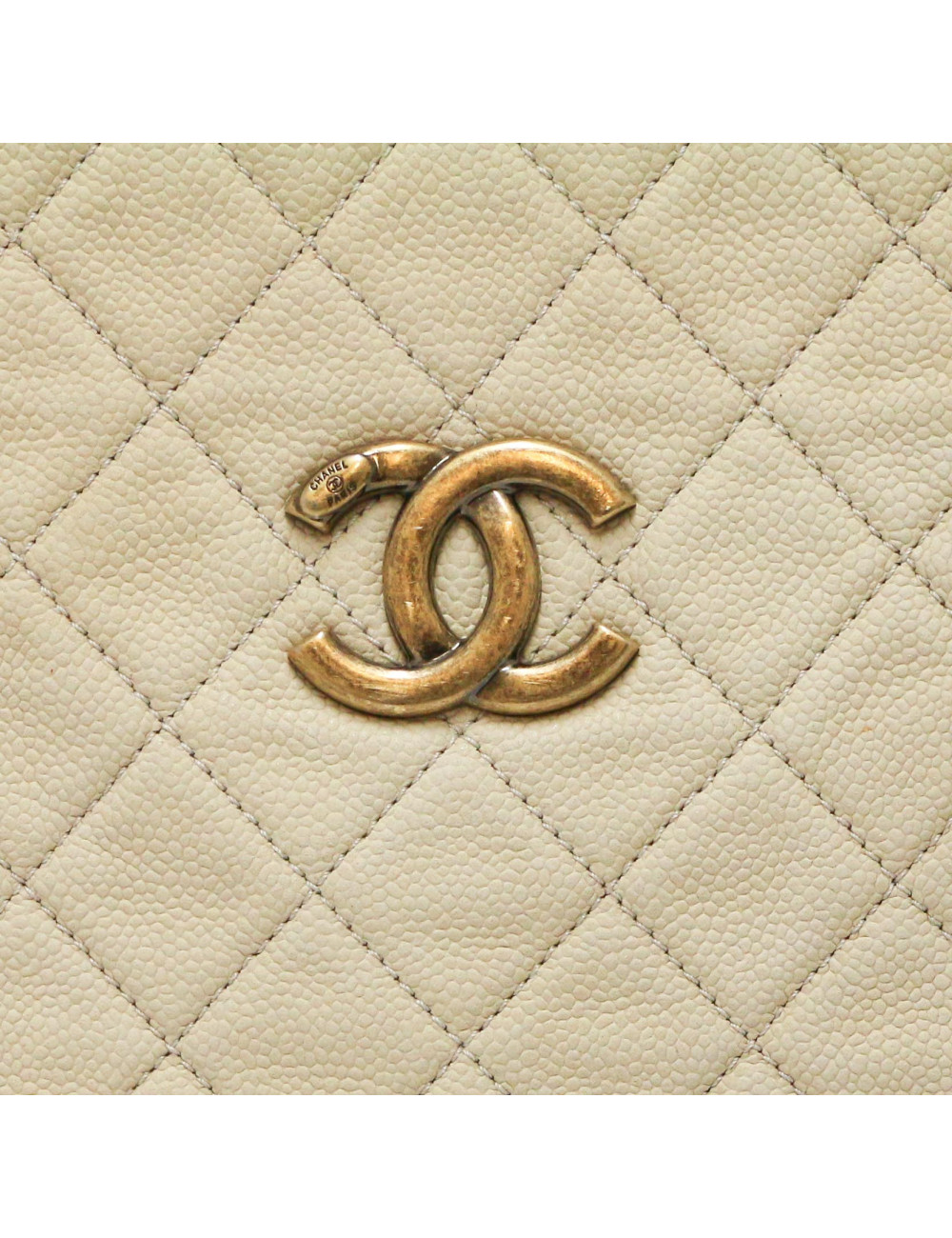 CHANEL beige caviar leather tote bag