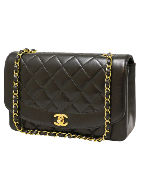 Sac Diana CHANEL cuir noir