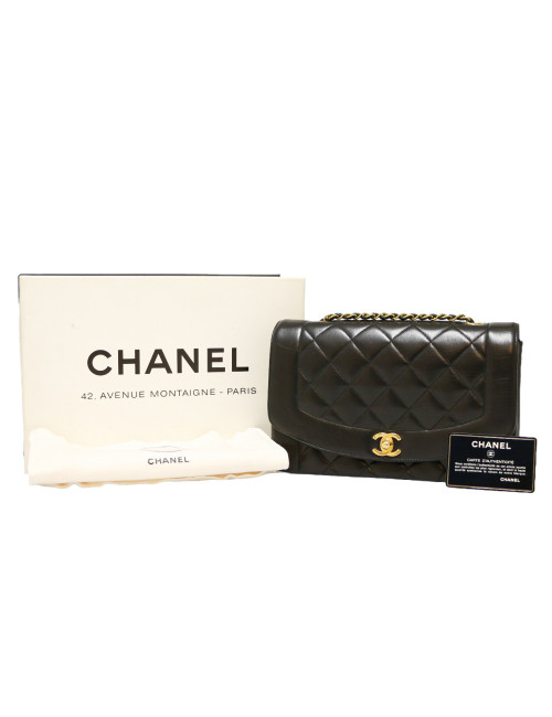 Sac Diana CHANEL cuir noir