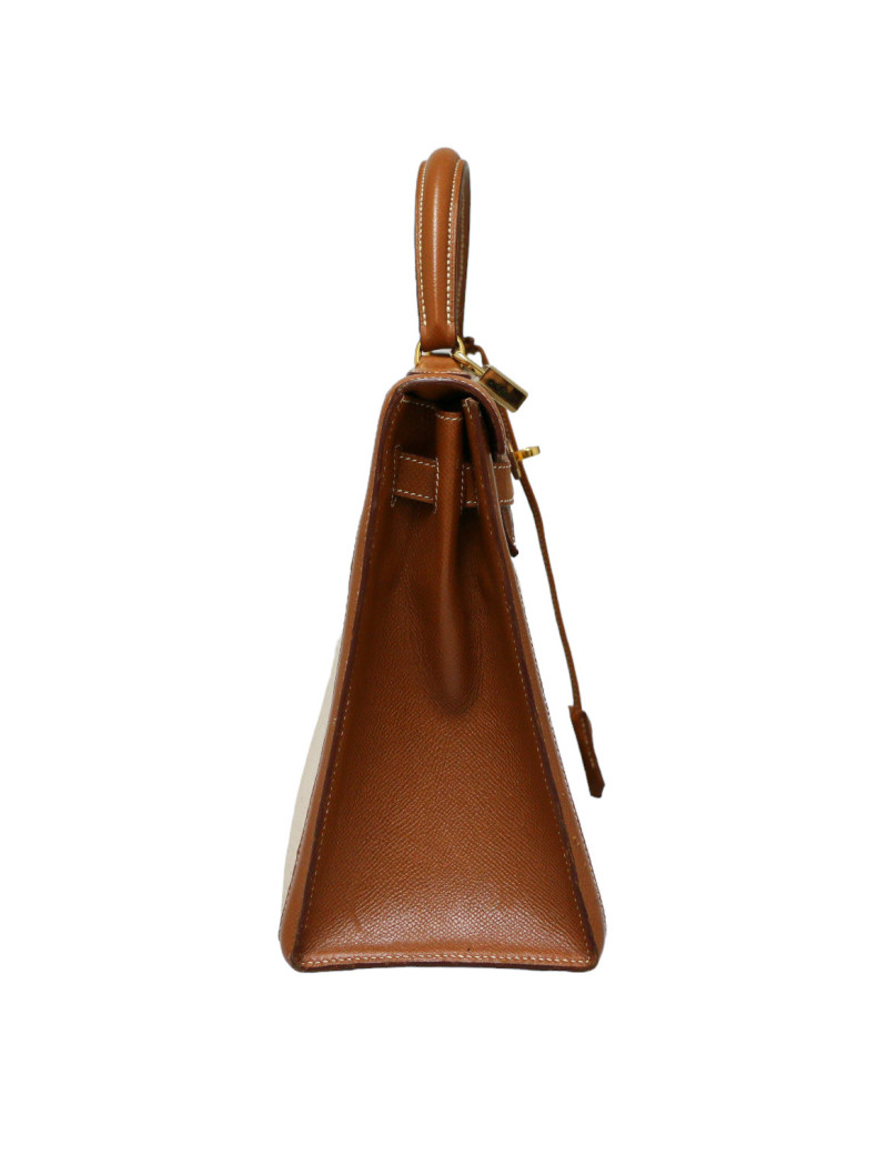 Kelly 32 HERMES toile et cuir Vintage