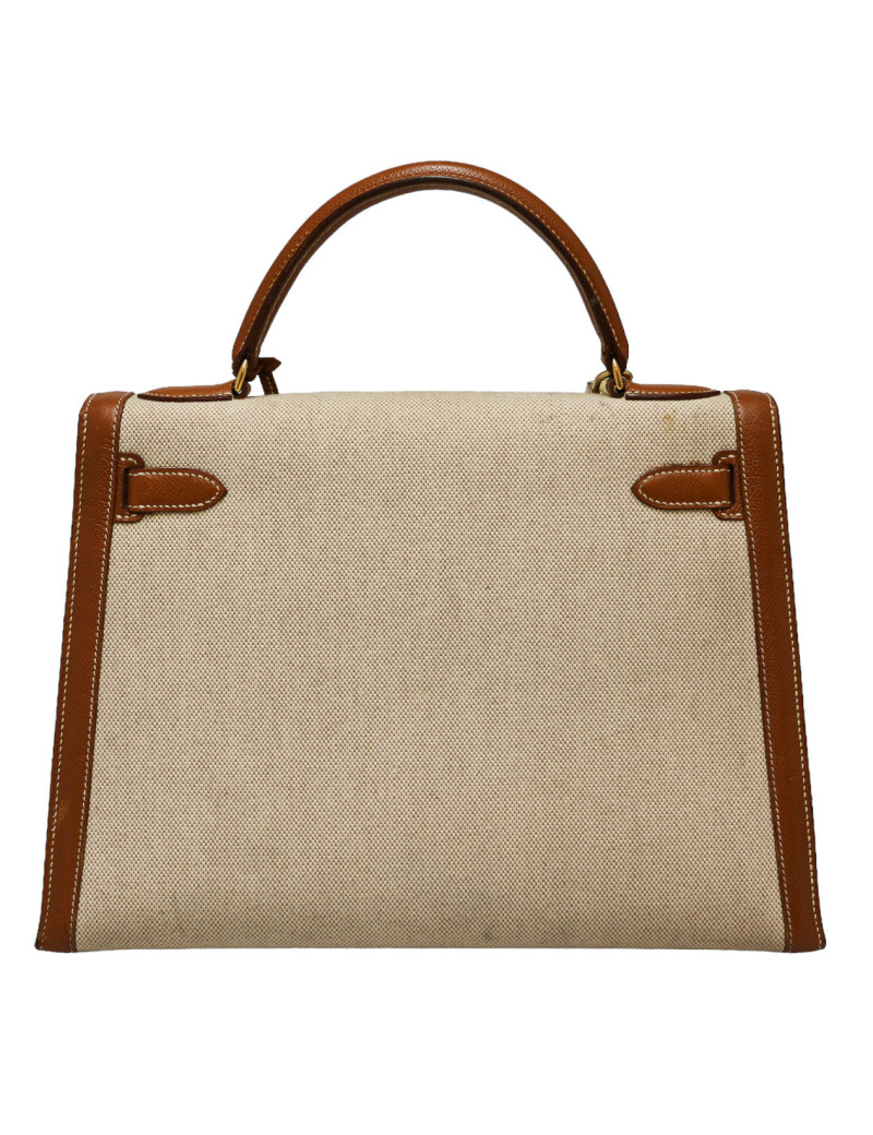 Kelly 32 HERMES toile et cuir Vintage