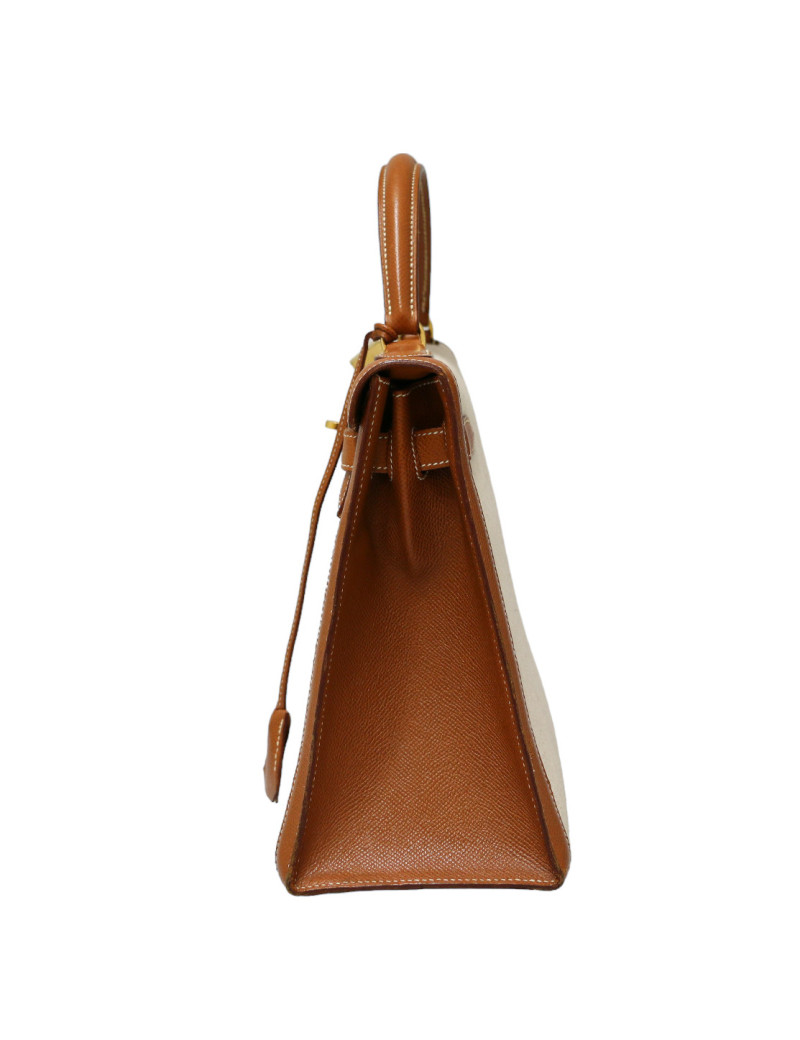 Kelly 32 HERMES toile et cuir Vintage