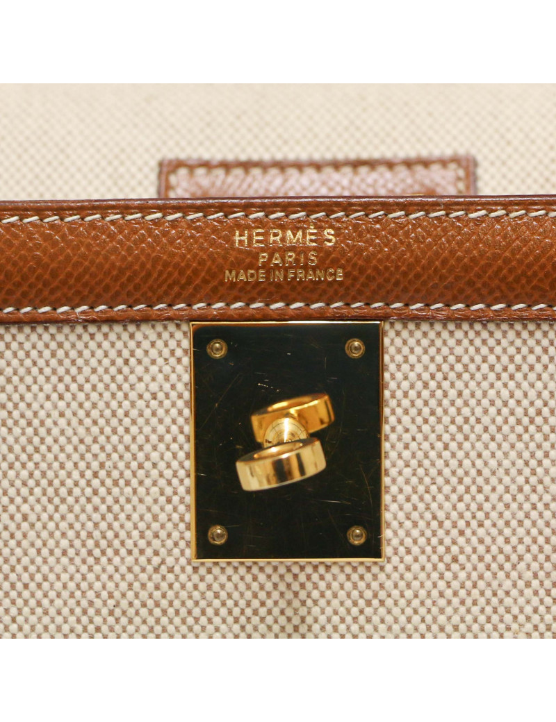 Kelly 32 HERMES toile et cuir Vintage