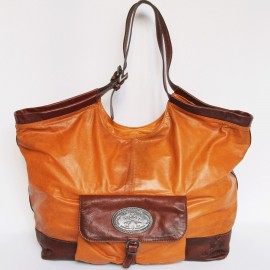 Two-tone leather large bag LA MARTINA