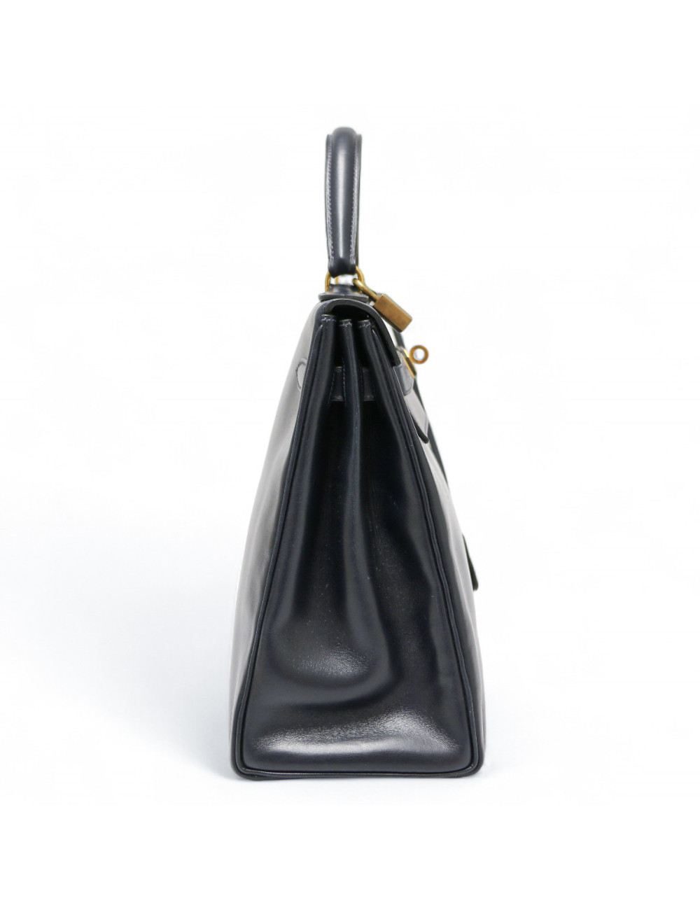 Kelly 32 retourné HERMES cuir de veau Box bleu