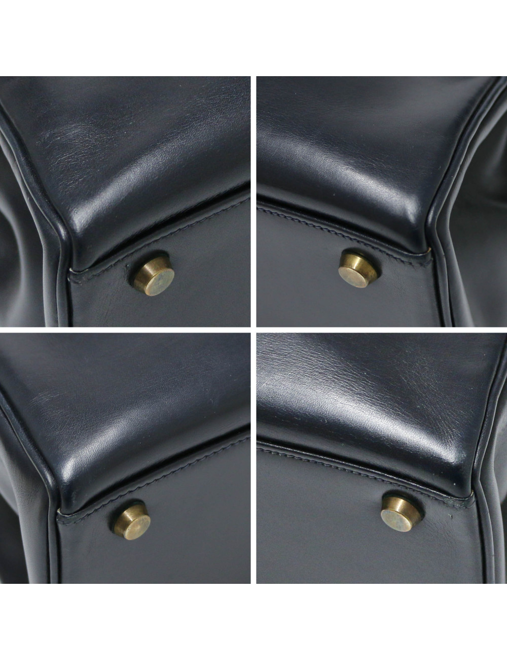 Kelly 32 retourné HERMES cuir de veau Box bleu