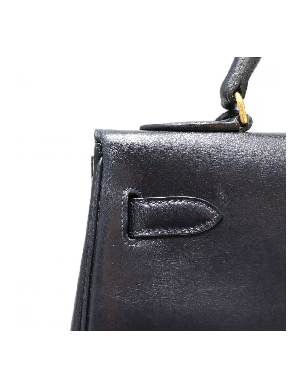 Kelly 32 retourné HERMES cuir de veau Box bleu