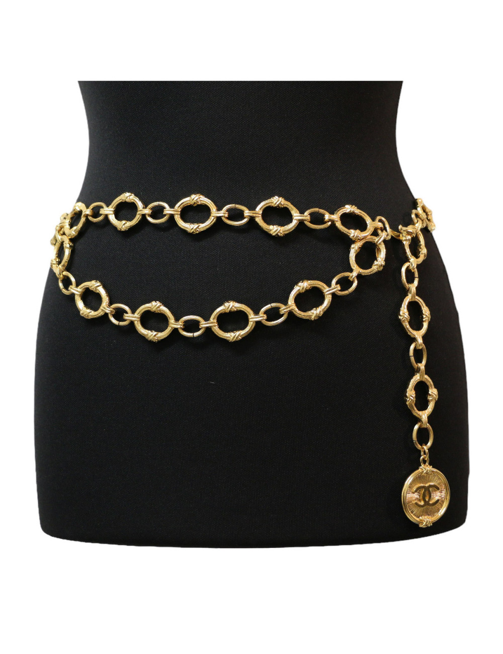 CHANEL gilded double chain belt
