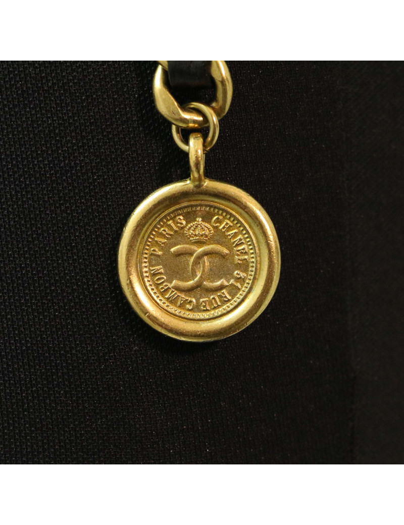 Ceinture double rang CHANEL cuir et métal