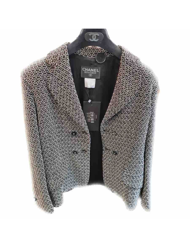 Veste CHANEL T 40 noir et blanc Vintage
