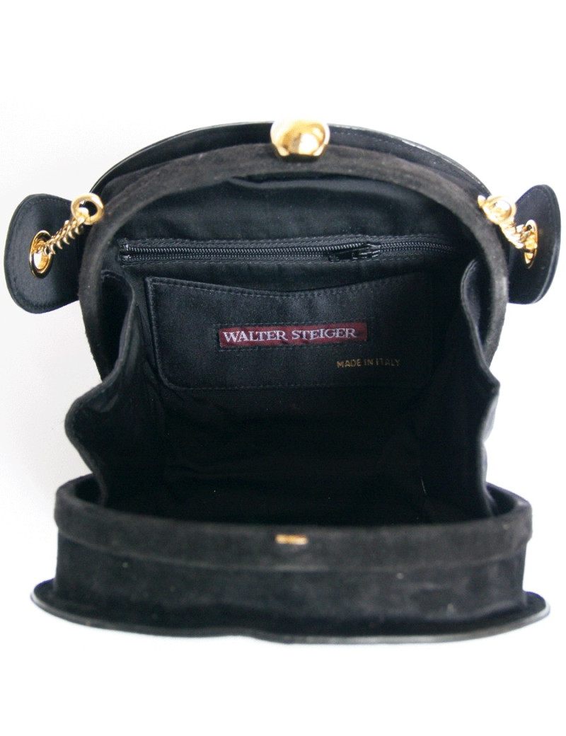 mini sac du soir WALTER STEIGER satin noir 