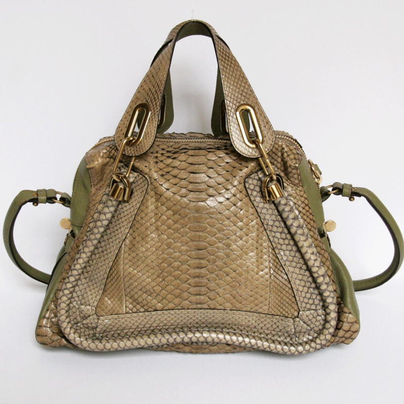 CHLOE Paraty green python bag
