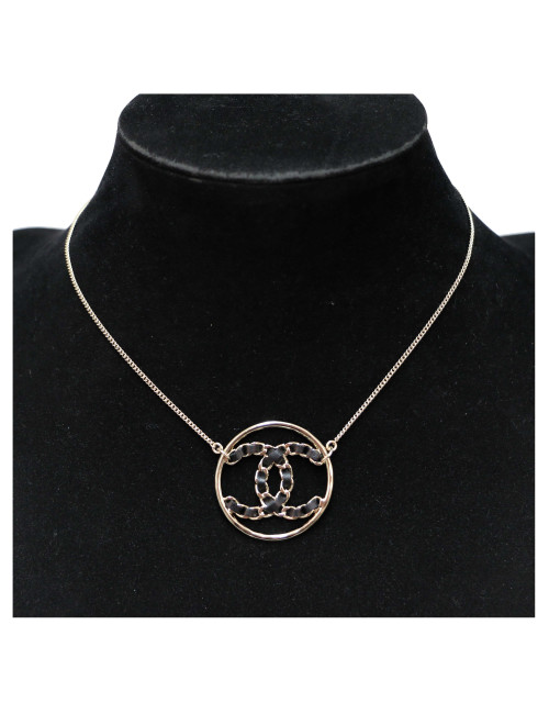 Collier CHANEL métal et cuir