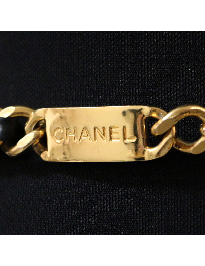 Ceinture vintage CHANEL cuir et métal noir