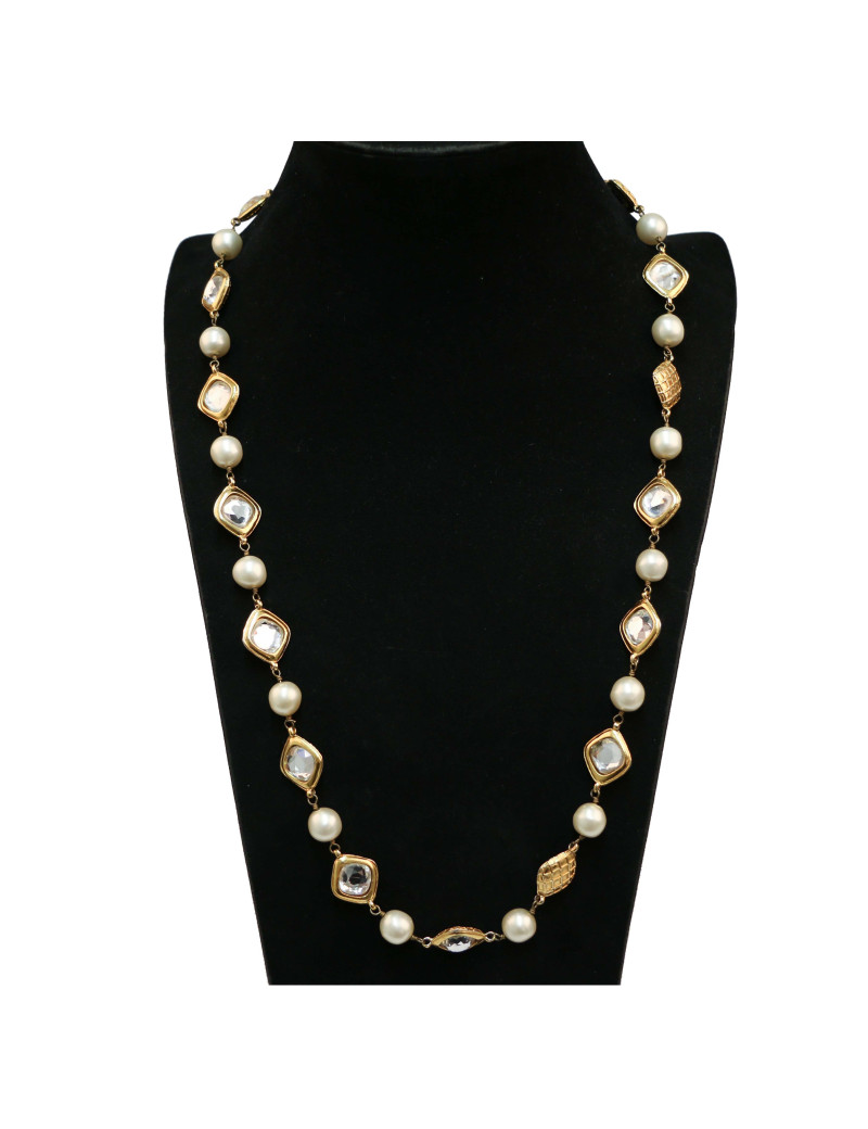 Sautoir CHANEL vintage strass et perles