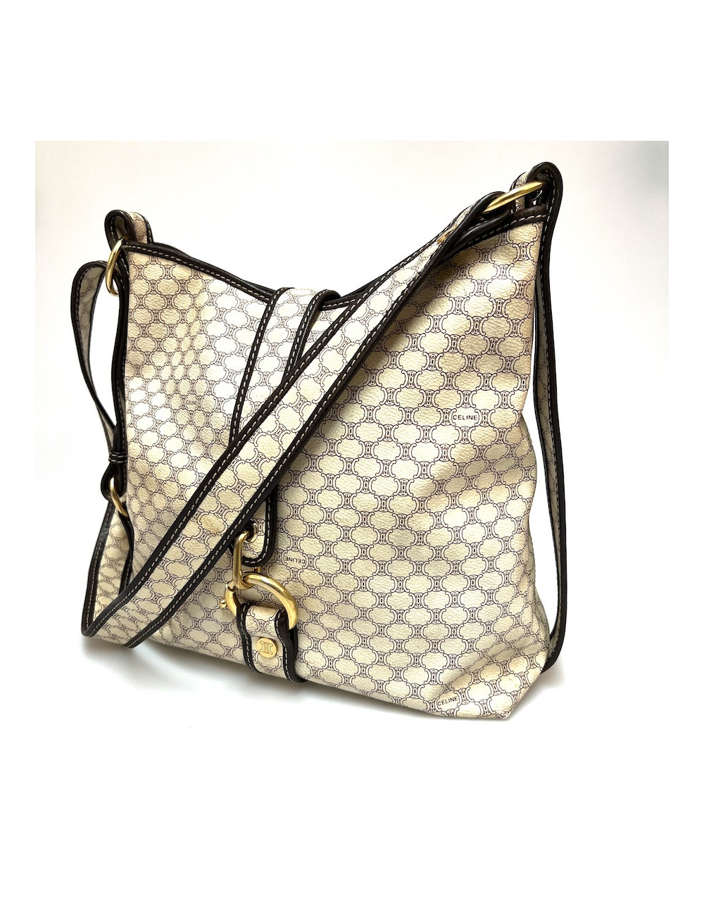 Cabas Triomphe CELINE toile Macadam blanc PVC