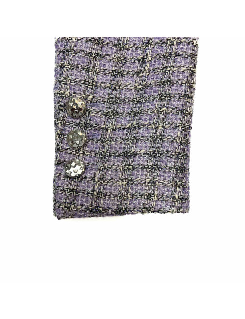 Veste CHANEL 2016 tweed violet et argent t42