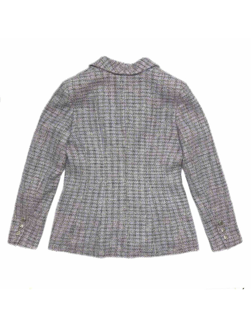 Veste CHANEL 2016 tweed violet et argent t42