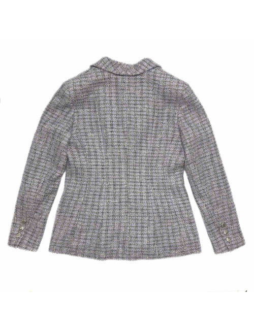 Veste CHANEL 2016 tweed violet et argent t42
